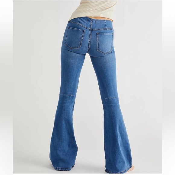 Free People Flare Penny Pull On Jeans in Sapphire Blue Women’s Size 28 - Picture 2 of 16